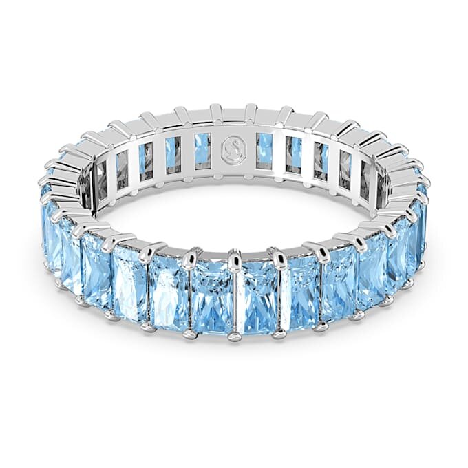 Matrix-Ring im Baguette-Schliff, blau, rhodiniert Matrix-Ring im Baguette-Schliff, blau, rhodiniert