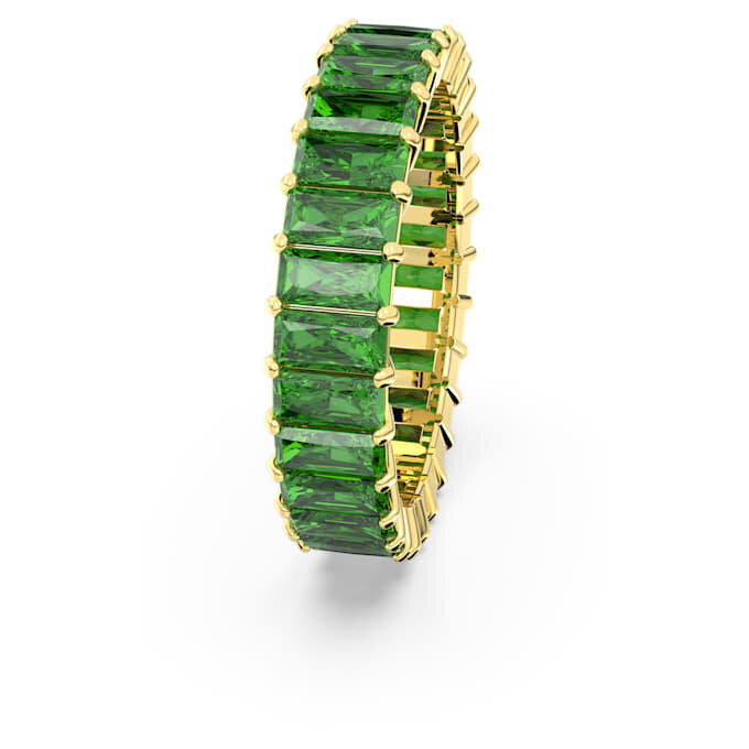 Matrix-Ring im Baguette-Schliff, grün, goldfarben plattiert Matrix-Ring im Baguette-Schliff, grün, goldfarben plattiert
