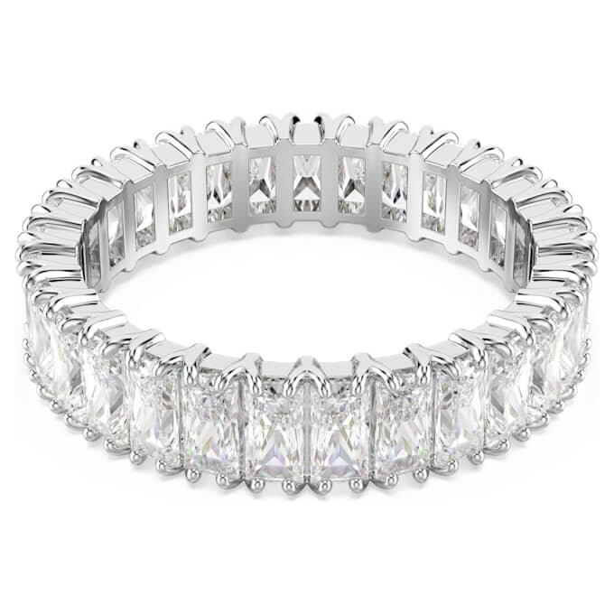 Matrix-Ring im Baguette-Schliff, weiß, silberfarben Matrix-Ring im Baguette-Schliff, weiß, silberfarben