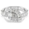 Matrix-Ring mit Baguette-Schliff, Knoten, weiß, rhodiniert Matrix-Ring mit Baguette-Schliff, Knoten, weiß, rhodiniert