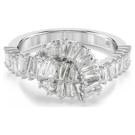 Matrix-Ring mit Baguette-Schliff, Knoten, weiß, rhodiniert