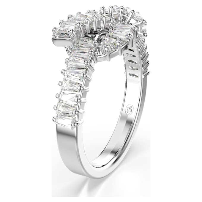 Matrix-Ring mit Baguette-Schliff, Knoten, weiß, rhodiniert Matrix-Ring mit Baguette-Schliff, Knoten, weiß, rhodiniert