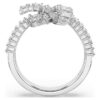 Matrix-Ring mit Baguette-Schliff, Knoten, weiß, rhodiniert Matrix-Ring mit Baguette-Schliff, Knoten, weiß, rhodiniert