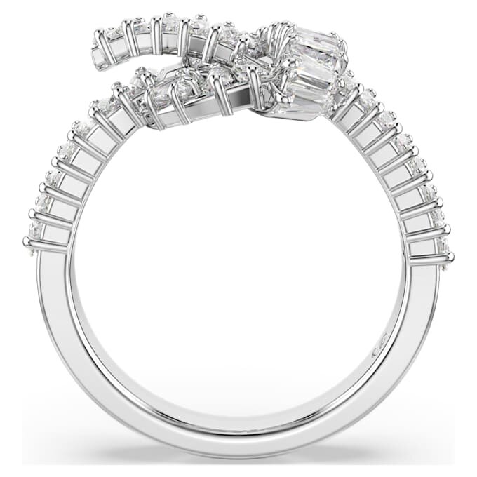 Matrix-Ring mit Baguette-Schliff, Knoten, weiß, rhodiniert Matrix-Ring mit Baguette-Schliff, Knoten, weiß, rhodiniert
