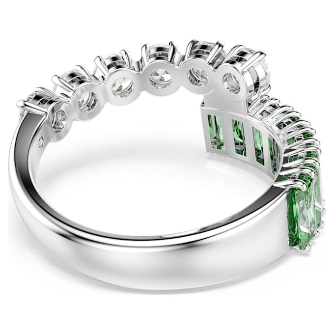 Matrix-Ring mit gemischten Schliffen, grün, rhodiniert Matrix-Ring mit gemischten Schliffen, grün, rhodiniert