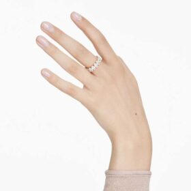 Matrix-Ring mit ovalem Schliff, weiß, vergoldet