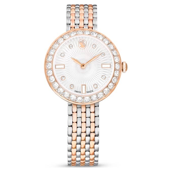 Matrix Tennis 7-Link-Uhr, Swiss Made, Metallarmband, Roségold-Farbton, gemischte Metalloberfläche Matrix Tennis 7-Link-Uhr, Swiss Made, Metallarmband, Roségold-Farbton, gemischte Metalloberfläche