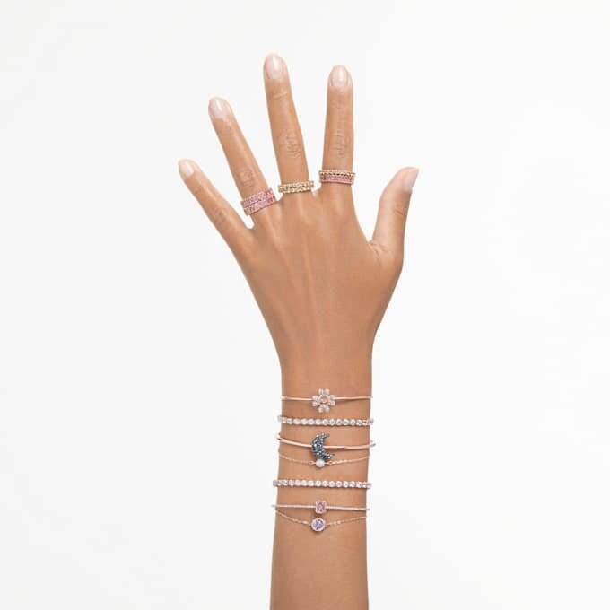 Matrix Tennis-Armband mit rundgeschliffenen Steinen, weiß, roségoldfarben plattiert Matrix Tennis-Armband mit rundgeschliffenen Steinen, weiß, roségoldfarben plattiert