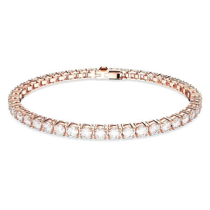 Matrix Tennis-Armband mit rundgeschliffenen Steinen, weiß, roségoldfarben plattiert Matrix Tennis-Armband mit rundgeschliffenen Steinen, weiß, roségoldfarben plattiert