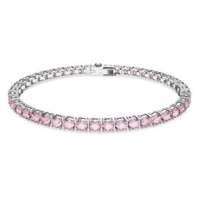 Matrix Tennis-Armband, Rundschliff, Rosa, rhodiniert
