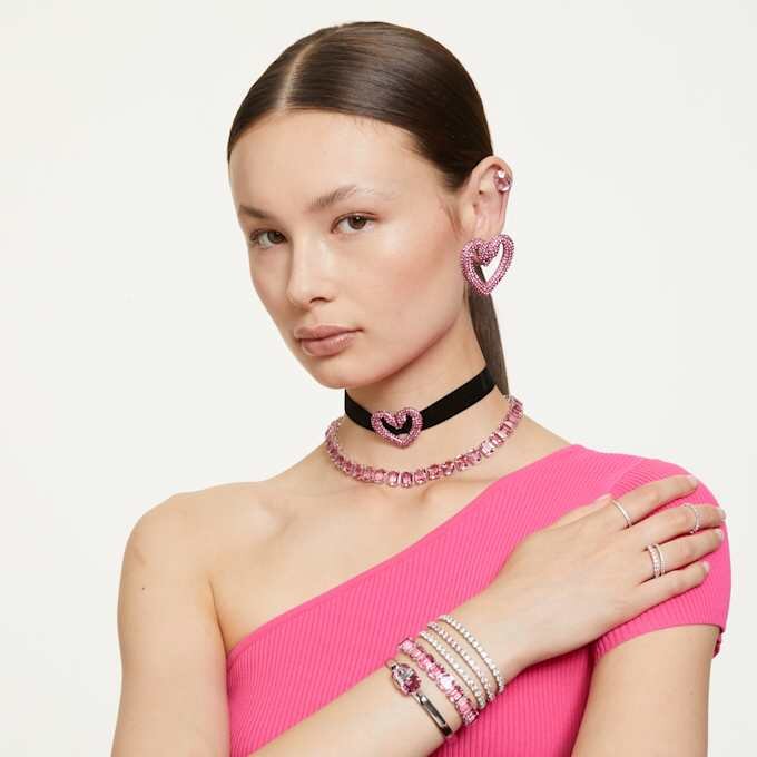 Matrix Tennis-Armband, Rundschliff, Rosa, rhodiniert Matrix Tennis-Armband, Rundschliff, Rosa, rhodiniert