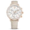 Matrix Tennis Chrono Uhr, Swiss Made, Lederarmband, beige, roségoldfarben