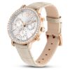 Matrix Tennis Chrono Uhr, Swiss Made, Lederarmband, beige, roségoldfarben