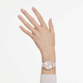 Matrix Tennis Chrono Uhr, Swiss Made, Lederarmband, Rosa, roségoldfarbenes Finish