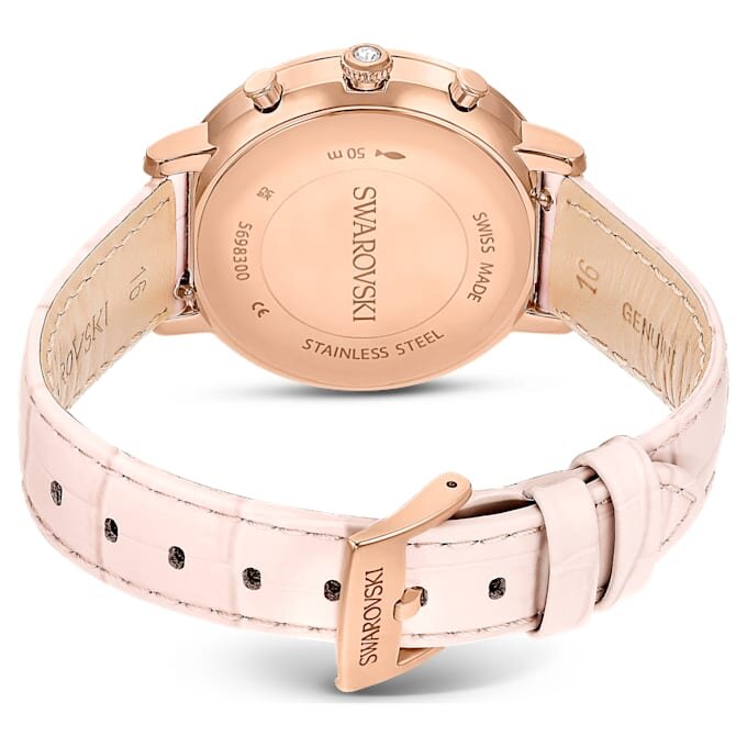 Matrix Tennis Chrono Uhr, Swiss Made, Lederarmband, Rosa, roségoldfarbenes Finish Matrix Tennis Chrono Uhr, Swiss Made, Lederarmband, Rosa, roségoldfarbenes Finish