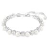 Matrix Tennisarmband Crystal Pearl, Rundschliff, Weiß, rhodiniert Matrix Tennisarmband Crystal Pearl, Rundschliff, Weiß, rhodiniert