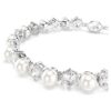 Matrix Tennisarmband Crystal Pearl, Rundschliff, Weiß, rhodiniert Matrix Tennisarmband Crystal Pearl, Rundschliff, Weiß, rhodiniert