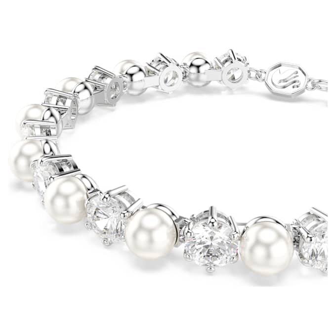 Matrix Tennisarmband Crystal Pearl, Rundschliff, Weiß, rhodiniert Matrix Tennisarmband Crystal Pearl, Rundschliff, Weiß, rhodiniert