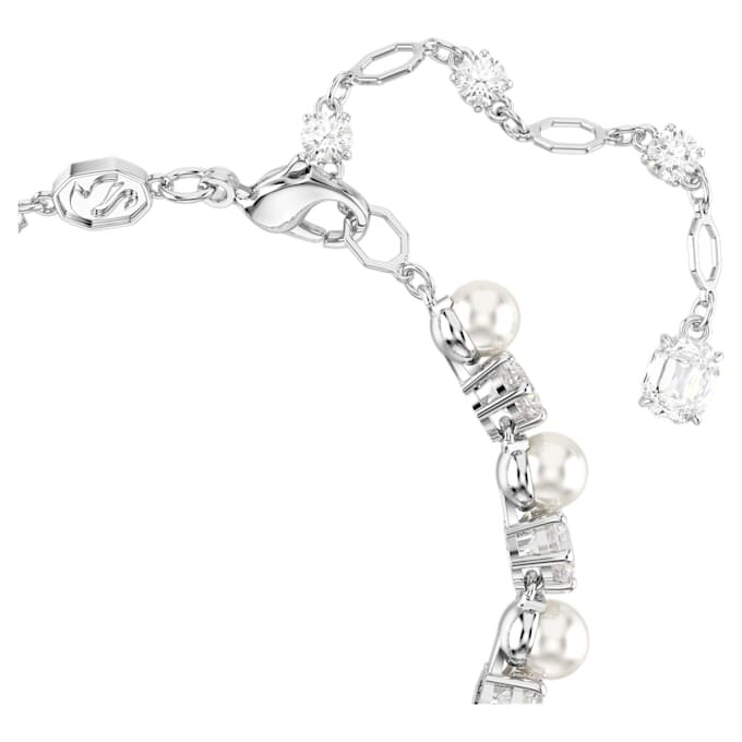 Matrix Tennisarmband Crystal Pearl, Rundschliff, Weiß, rhodiniert Matrix Tennisarmband Crystal Pearl, Rundschliff, Weiß, rhodiniert