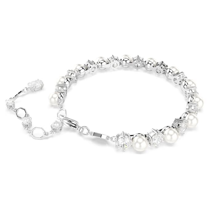 Matrix Tennisarmband Crystal Pearl, Rundschliff, Weiß, rhodiniert Matrix Tennisarmband Crystal Pearl, Rundschliff, Weiß, rhodiniert