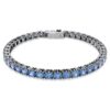 Matrix Tennisarmband, Rundschliff, Blau, rutheniumbeschichtet