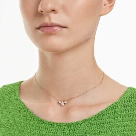 Mesmera-Anhänger mit gemischten Schliffen, weiß, roségoldfarben plattiert