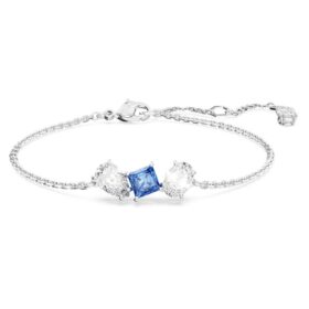 Mesmera-Armband mit gemischten Schliffen, blau, rhodiniert