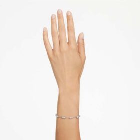 Mesmera Armband mit gemischten Schliffen, verstreutem Design, weiß, rhodiniert