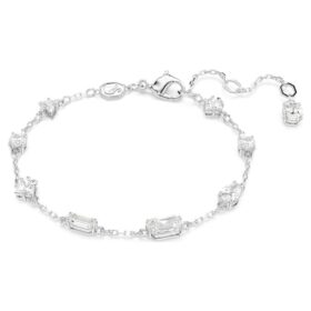 Mesmera Armband mit gemischten Schliffen, verstreutem Design, weiß, rhodiniert