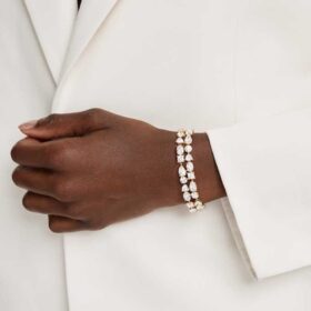 Mesmera-Armband mit gemischten Schliffen, weiß, goldfarben plattiert
