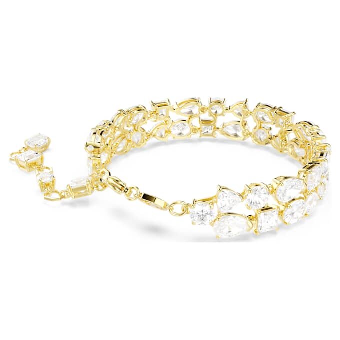 Mesmera-Armband mit gemischten Schliffen, weiß, goldfarben plattiert Mesmera-Armband mit gemischten Schliffen, weiß, goldfarben plattiert
