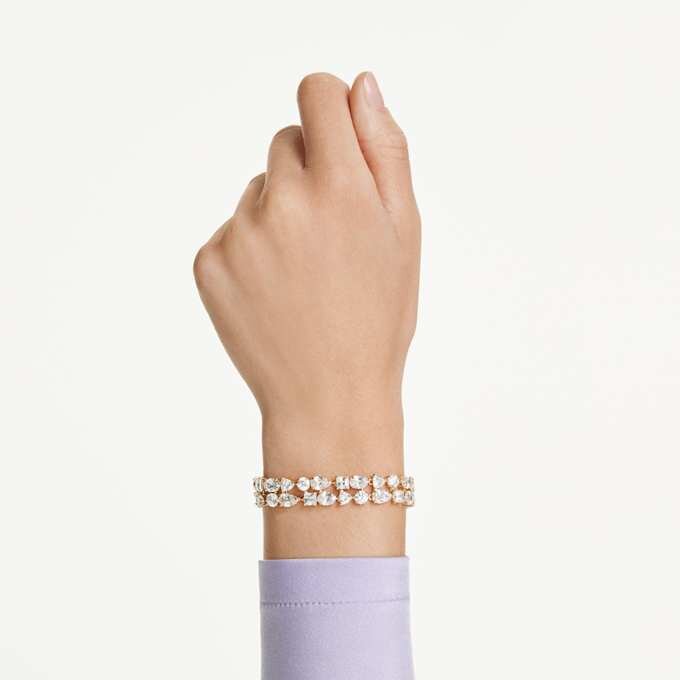 Mesmera-Armband mit gemischten Schliffen, weiß, goldfarben plattiert Mesmera-Armband mit gemischten Schliffen, weiß, goldfarben plattiert