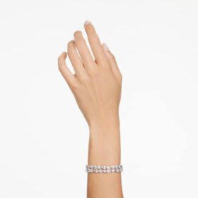 Mesmera-Armband mit gemischten Schliffformen, weiß, rhodiniert