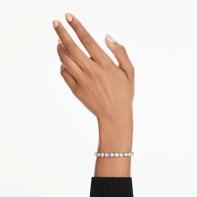 Mesmera-Armband mit gemischten Schliffformen, weiß, rhodiniert Mesmera-Armband mit gemischten Schliffformen, weiß, rhodiniert