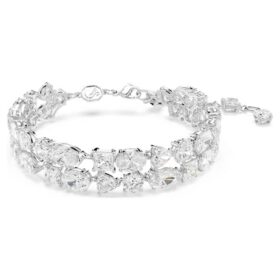 Mesmera-Armband mit gemischten Schliffformen, weiß, rhodiniert