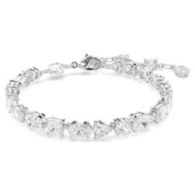 Mesmera-Armband mit gemischten Schliffformen, weiß, rhodiniert