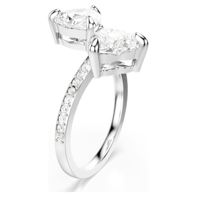 Mesmera Offener Ring mit Herzschliff, Pavé, Weiß, rhodiniert Mesmera Offener Ring mit Herzschliff, Pavé, Weiß, rhodiniert