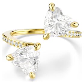 Mesmera Offener Ring mit Herzschliff, Pavé, Weiß, vergoldet