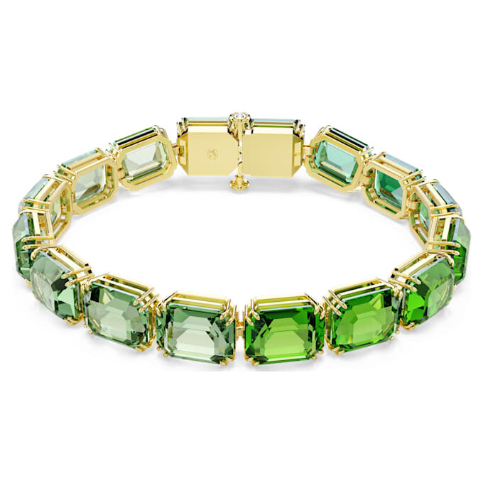 Millenia-Armband mit achteckigem Schliff, Farbverlauf, grün, goldfarben plattiert Millenia-Armband mit achteckigem Schliff, Farbverlauf, grün, goldfarben plattiert
