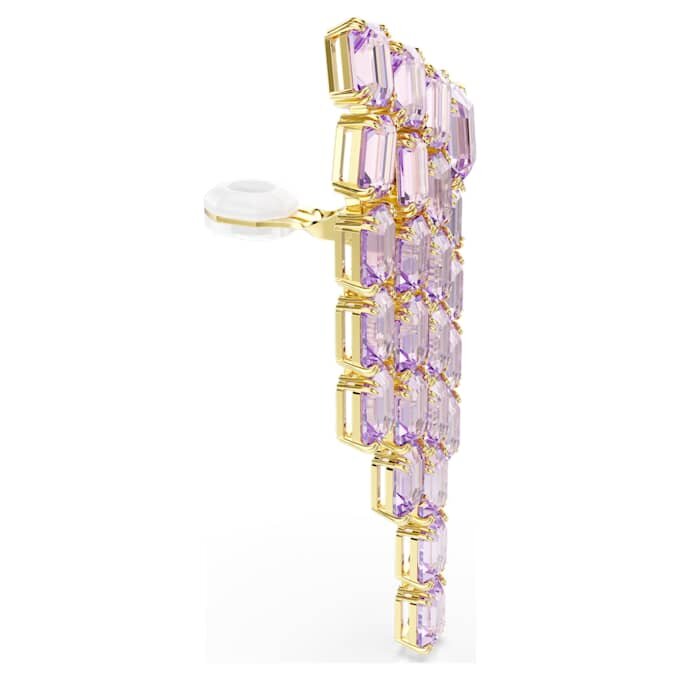 Millenia-Clip-Ohrringe im Achtkant-Schliff, Chandelier-Stil, lila, goldfarben plattiert Millenia-Clip-Ohrringe im Achtkant-Schliff, Chandelier-Stil, lila, goldfarben plattiert