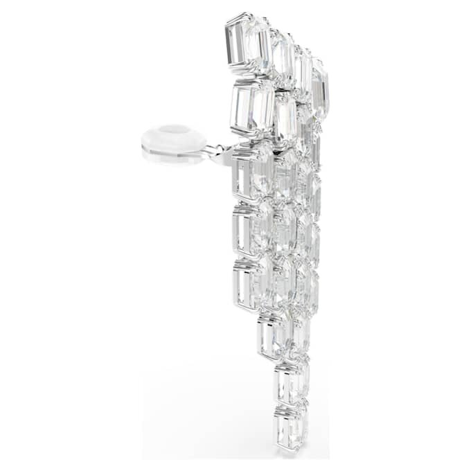 Millenia-Clip-Ohrringe im Achtkant-Schliff, Kronleuchter-Design, Weiß, rhodiniert Millenia-Clip-Ohrringe im Achtkant-Schliff, Kronleuchter-Design, Weiß, rhodiniert