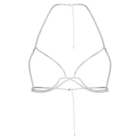 Millenia-Körperkette mit rundgeschliffenen Kristallen, weiß, rhodiniert