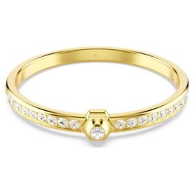Numina Armreif „Round Cut“, weiß, vergoldet