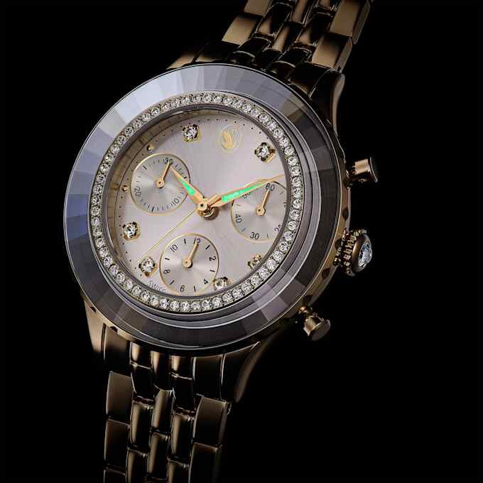 Octea Chrono Uhr Swiss Made, Metallarmband, goldfarben, champagnerfarbene Oberfläche Octea Chrono Uhr Swiss Made, Metallarmband, goldfarben, champagnerfarbene Oberfläche