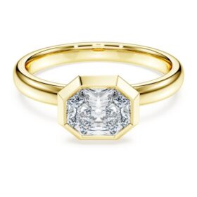 Ring mit achteckiger Fassung, im Labor gezüchtete Diamanten, 1,0 Karat insgesamt, achteckige Form, 14 Karat Gelbgold Ring mit achteckiger Fassung, im Labor gezüchtete Diamanten, 1,0 Karat insgesamt, achteckige Form, 14 Karat Gelbgold