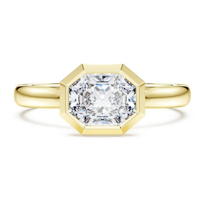 Ring mit achteckiger Fassung, im Labor gezüchtete Diamanten, 1,0 Karat insgesamt, achteckige Form, 14 Karat Gelbgold Ring mit achteckiger Fassung, im Labor gezüchtete Diamanten, 1,0 Karat insgesamt, achteckige Form, 14 Karat Gelbgold