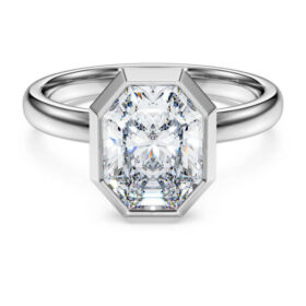 Ring mit achteckiger Fassung, im Labor gezüchtete Diamanten, 2,0 Karat insgesamt, achteckige Form, 14-karätiges Weißgold