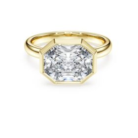 Ring mit achteckiger Fassung, im Labor gezüchtete Diamanten, 3,0 Karat insgesamt, achteckige Form, 14-karätiges Gelbgold