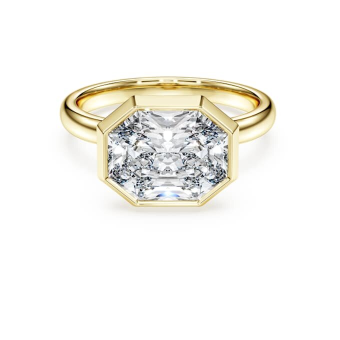 Ring mit achteckiger Fassung, im Labor gezüchtete Diamanten, 3,0 Karat insgesamt, achteckige Form, 14-karätiges Gelbgold Ring mit achteckiger Fassung, im Labor gezüchtete Diamanten, 3,0 Karat insgesamt, achteckige Form, 14-karätiges Gelbgold