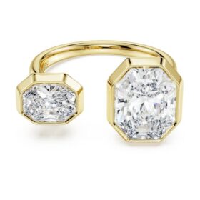 Ring mit achteckiger Fassung, im Labor gezüchtete Diamanten 4,10 Karat insgesamt, achteckige Form, 18 Karat Gelbgold